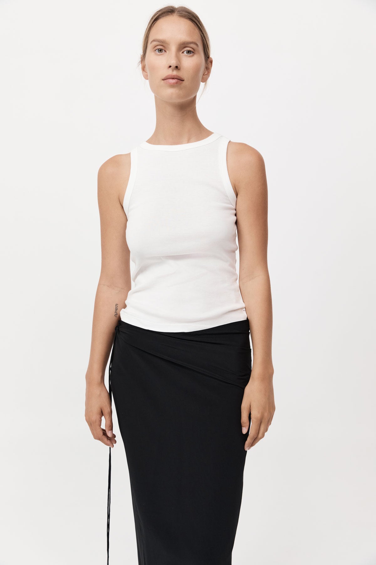 Silk Wrap Tie Skirt - Black