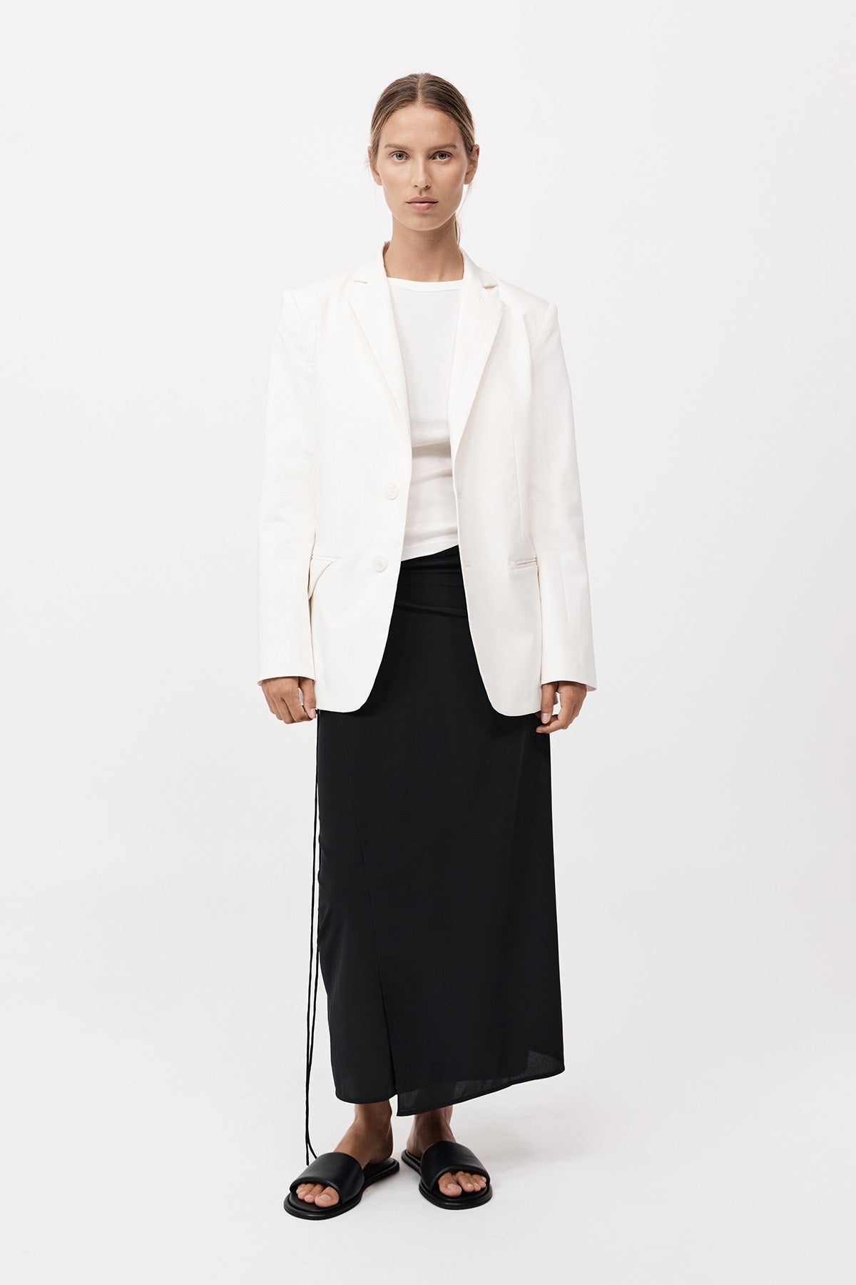 Silk Wrap Tie Skirt - Black