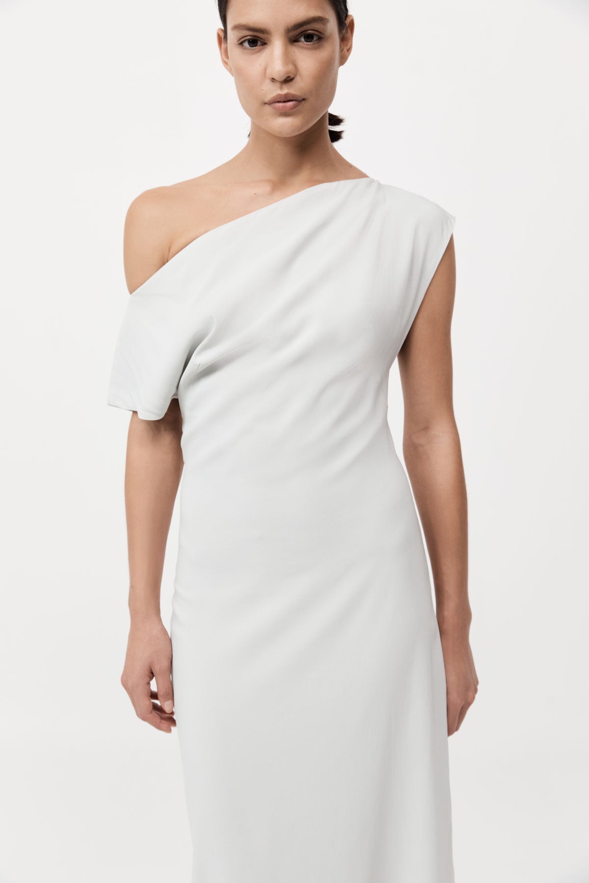 Asymmetric Off Shoulder Dress - Silver