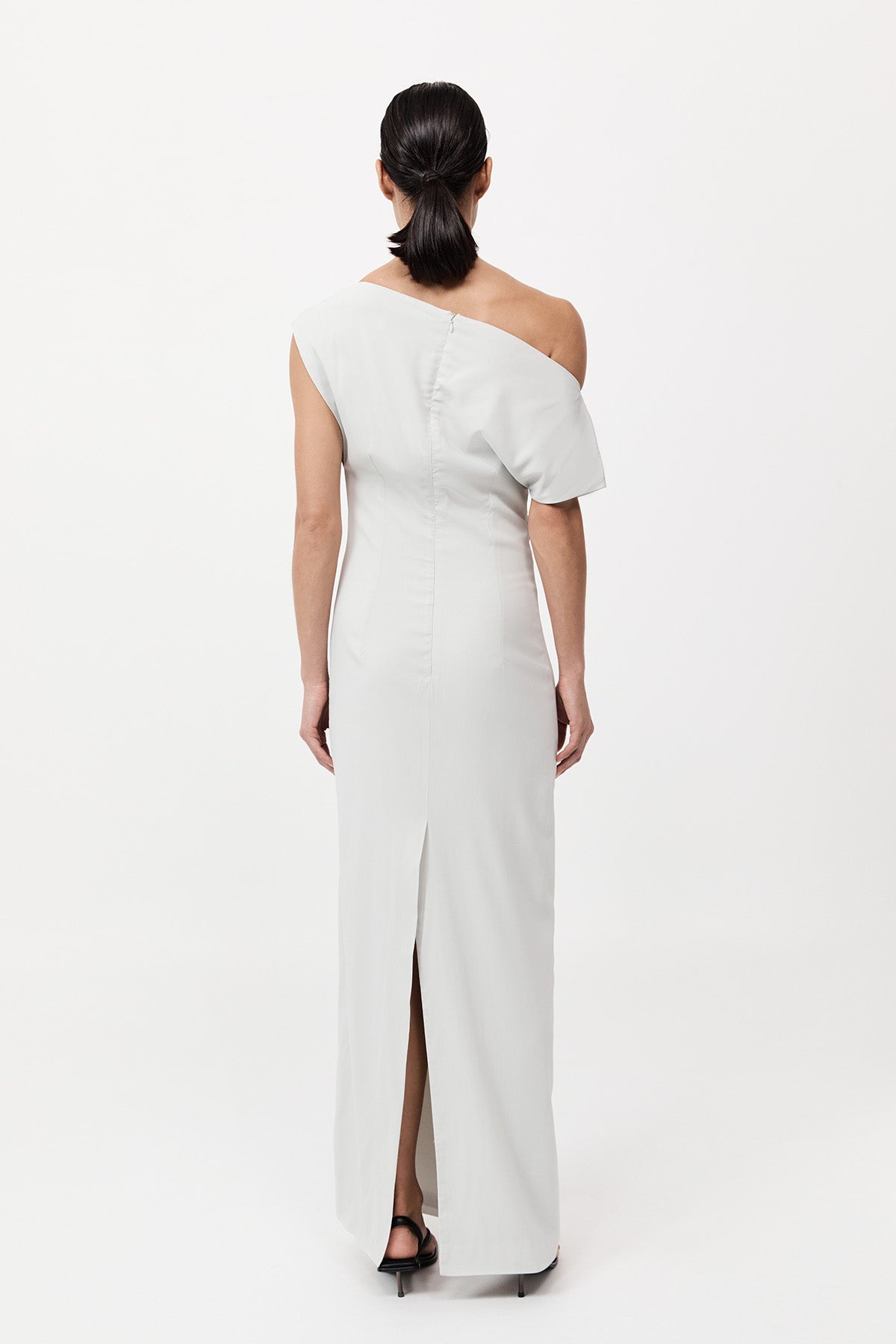 Asymmetric Off Shoulder Dress - Silver
