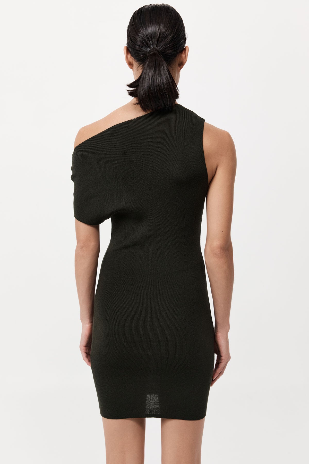Asymmetric Knit Mini Dress - Basil