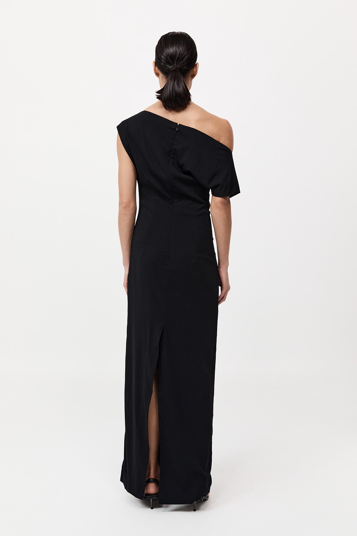Asymmetric Off Shoulder Dress - Black