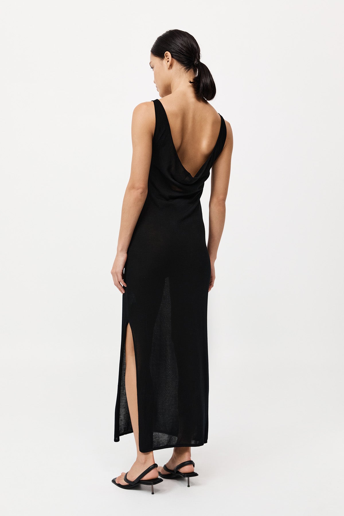 Cowl Back Cami Dress - Black