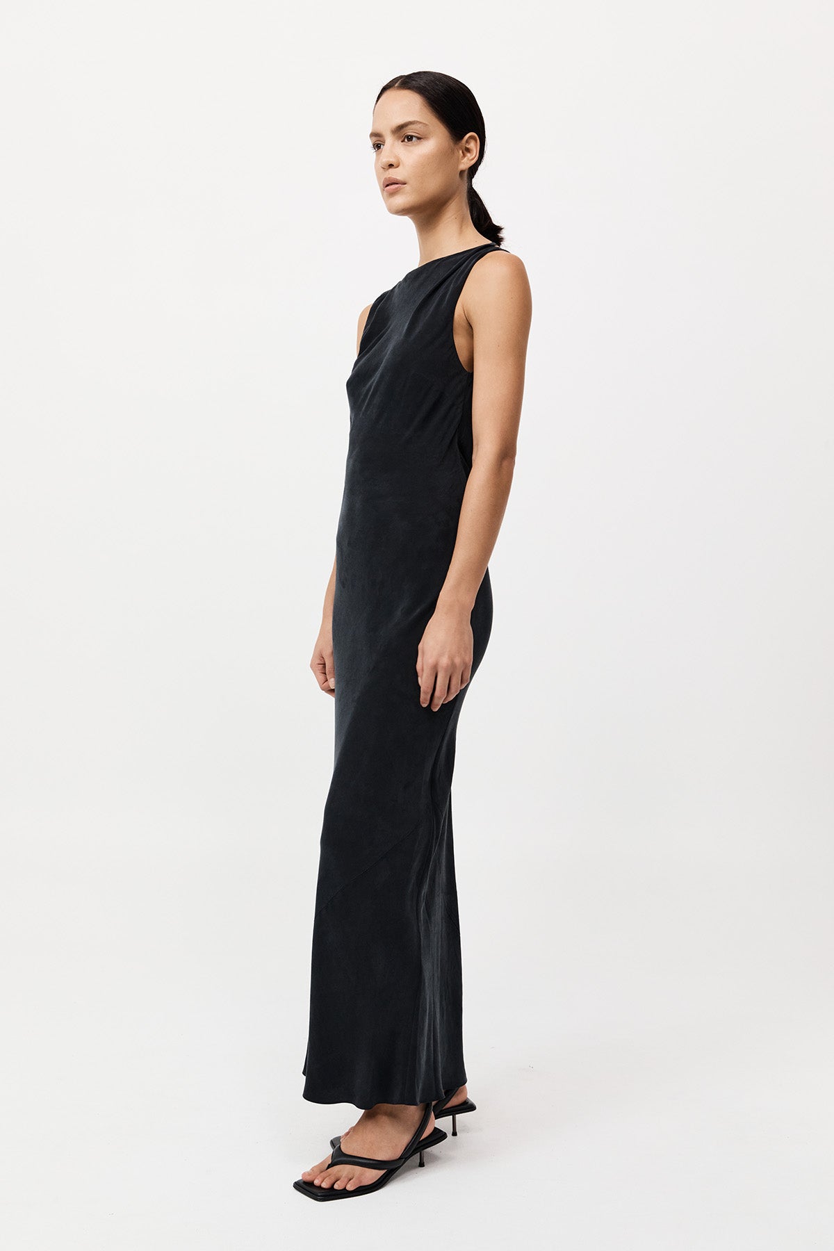 Draped Cowl Dress - Black