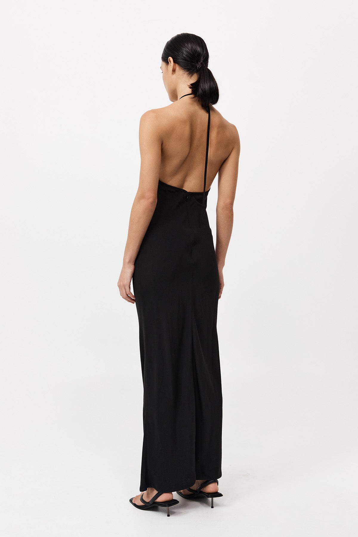 Silk Mesh Bias Dress - Black