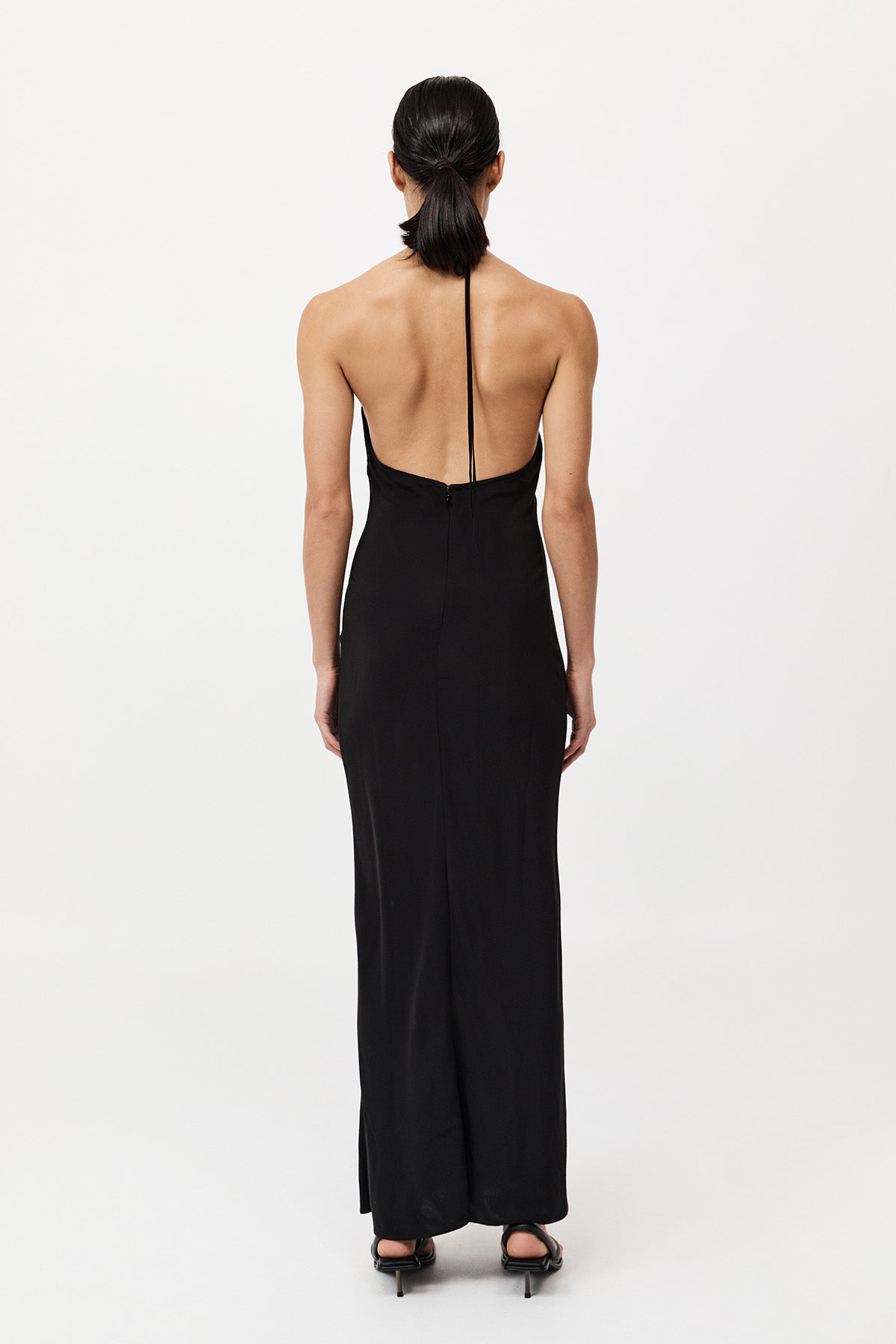 Silk Mesh Bias Dress - Black