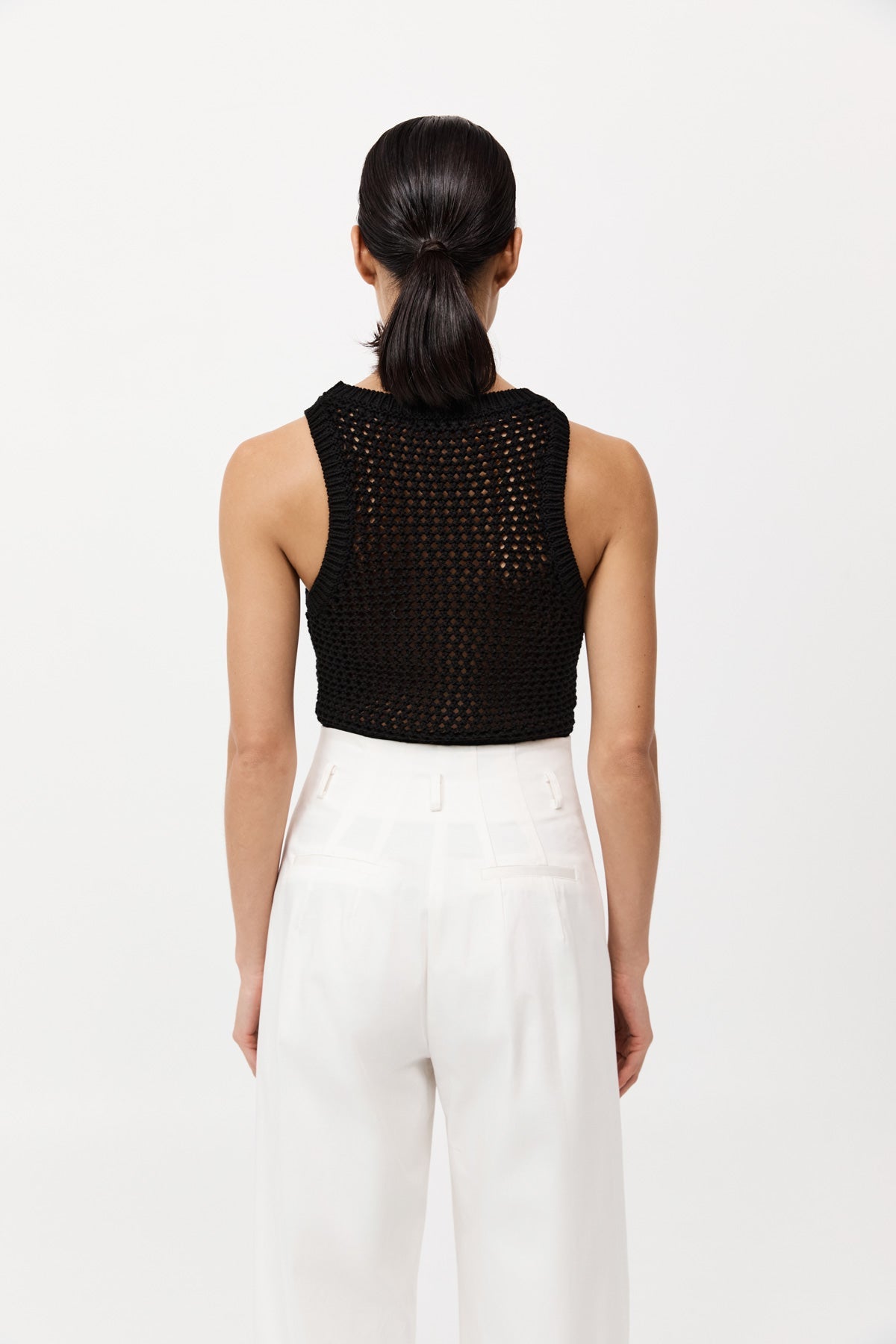Cotton Crochet Tank - Black
