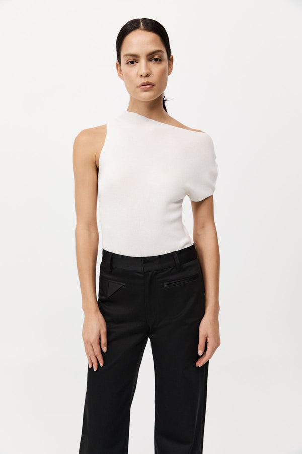 Asymmetric Knit Top - Off White