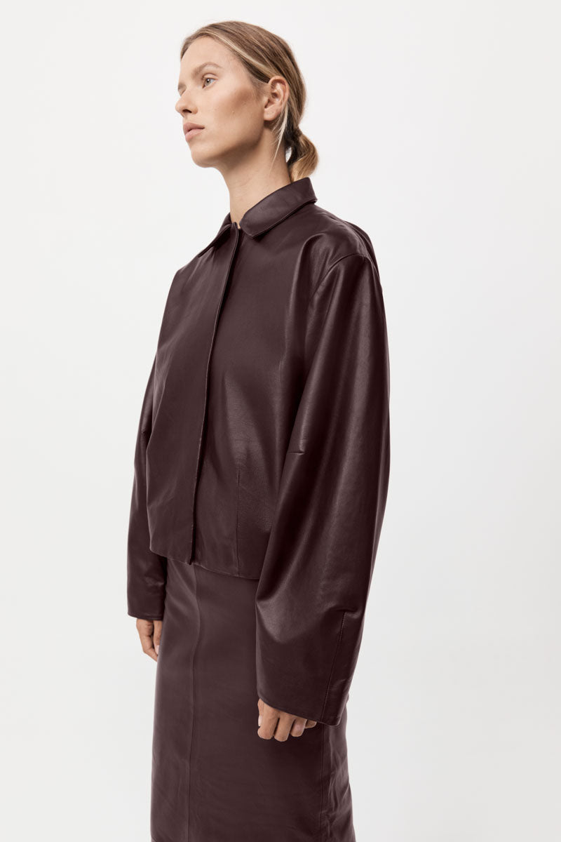 Cocoon Leather Jacket - Bordeaux