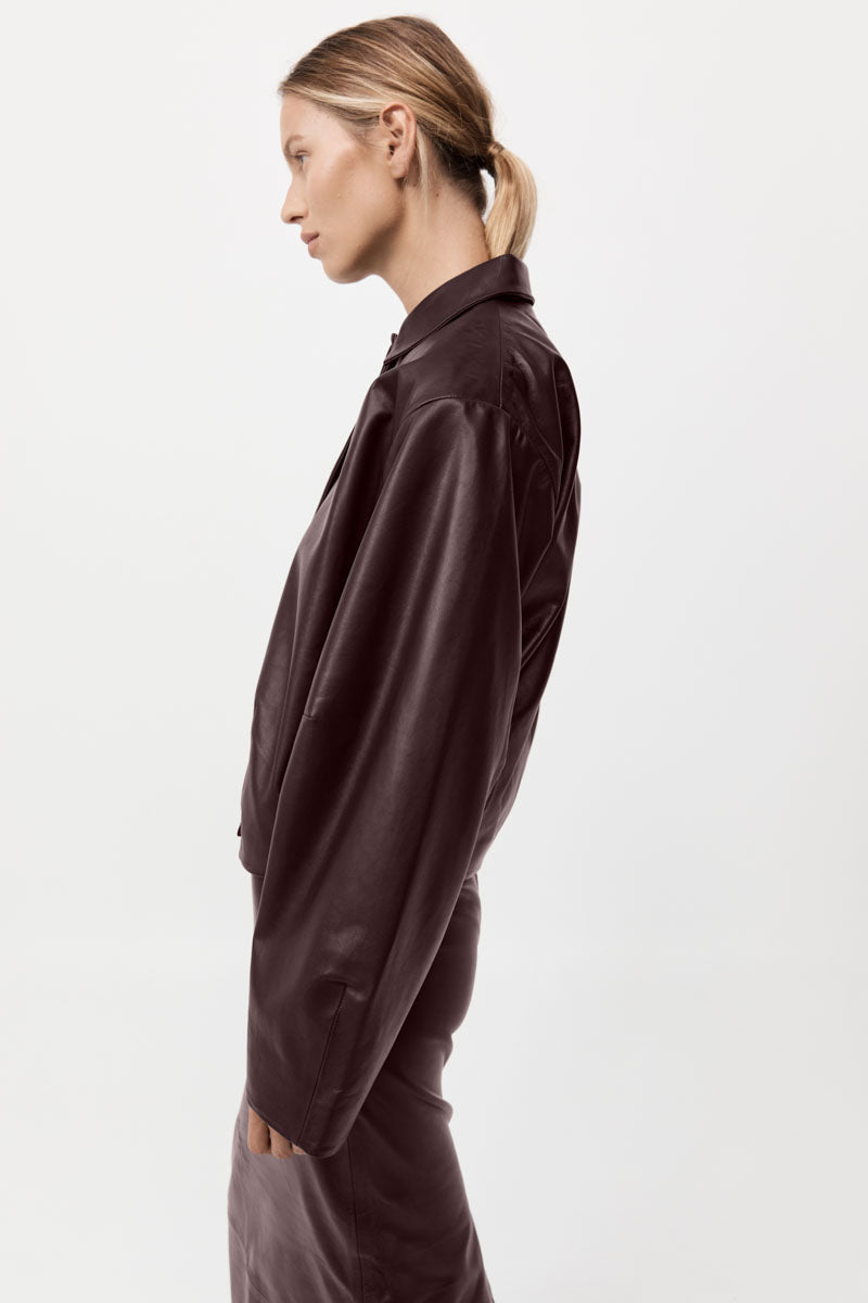 Cocoon Leather Jacket - Bordeaux