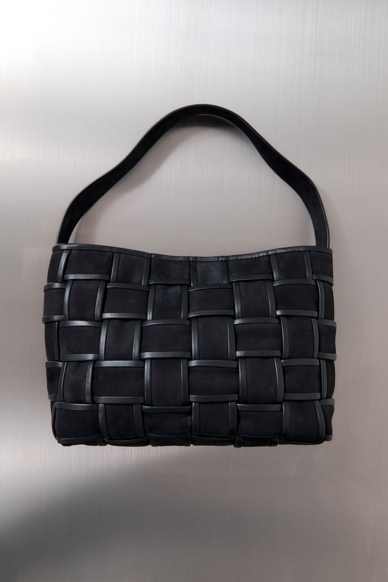 Border Woven Mini Tote - Black