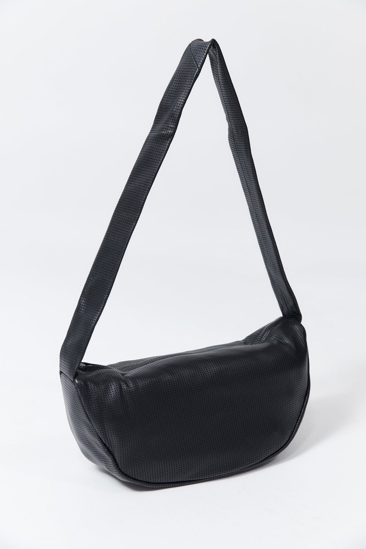 Perforated Crescent Bag - Black