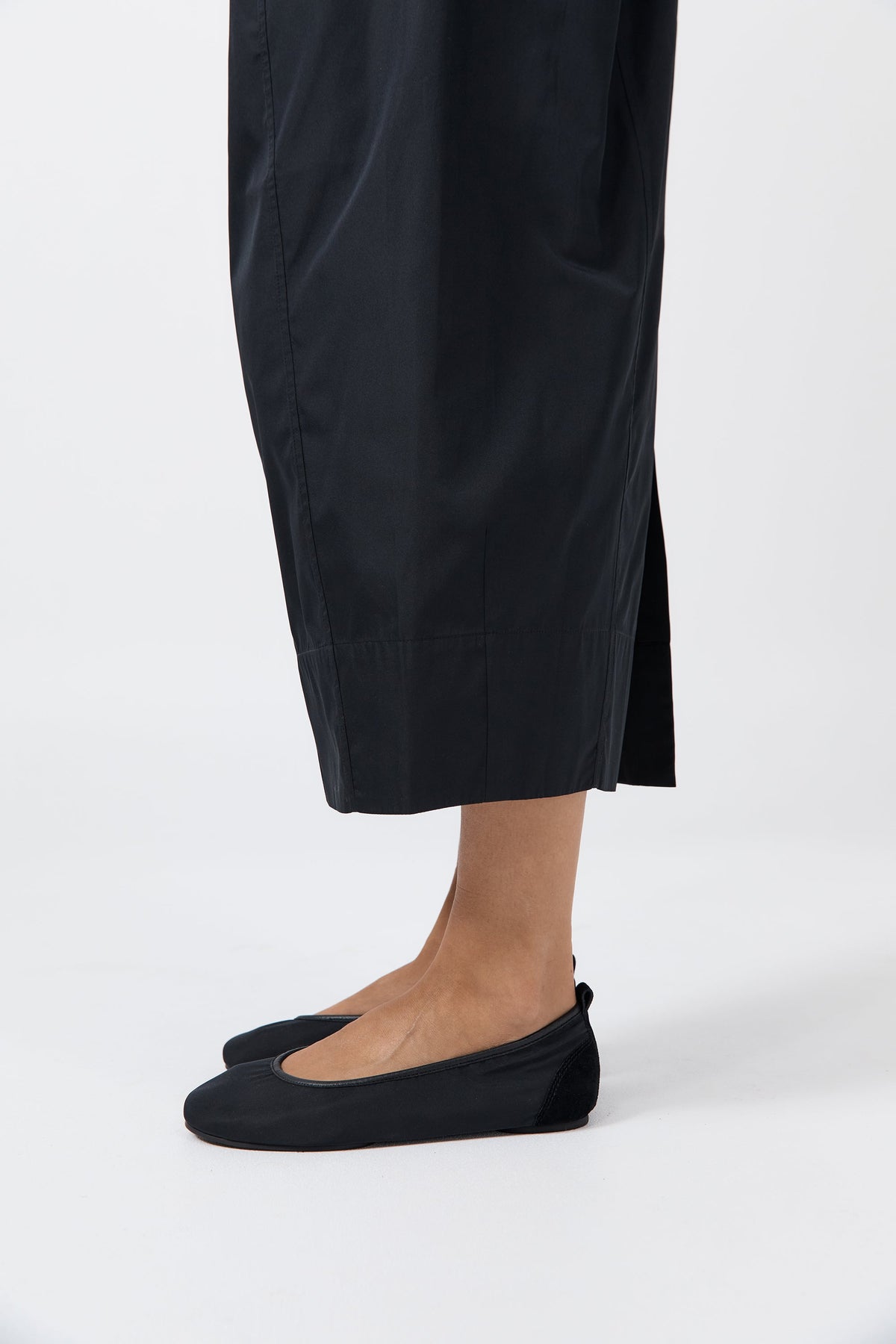 Satin Ballet Flat - Black