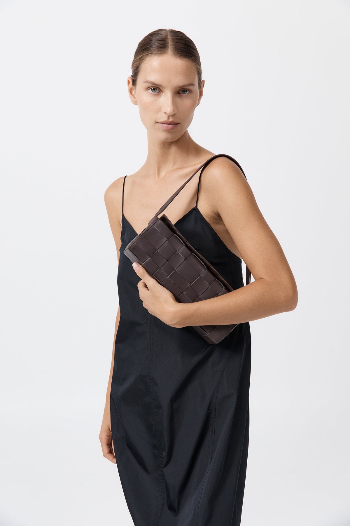 Woven East West Bag - Coffee