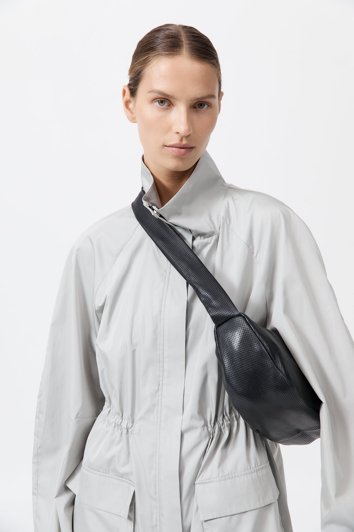 Perforated Crescent Bag - Black