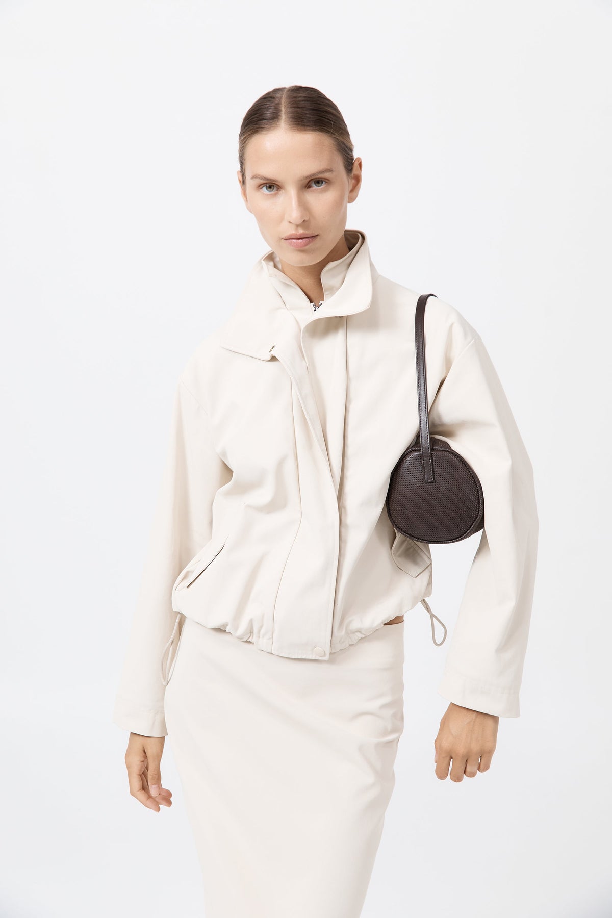 Perforated Connolo Shoulder Bag - Coffee