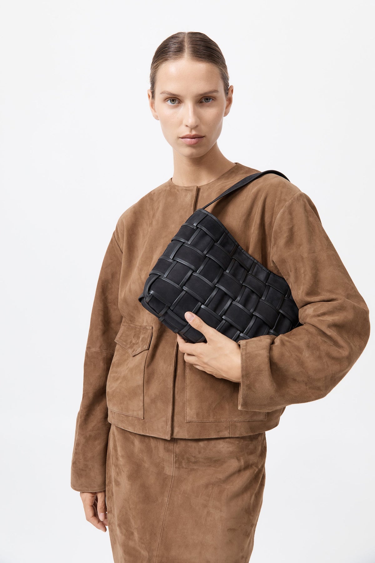 Border Woven Mini Tote - Black