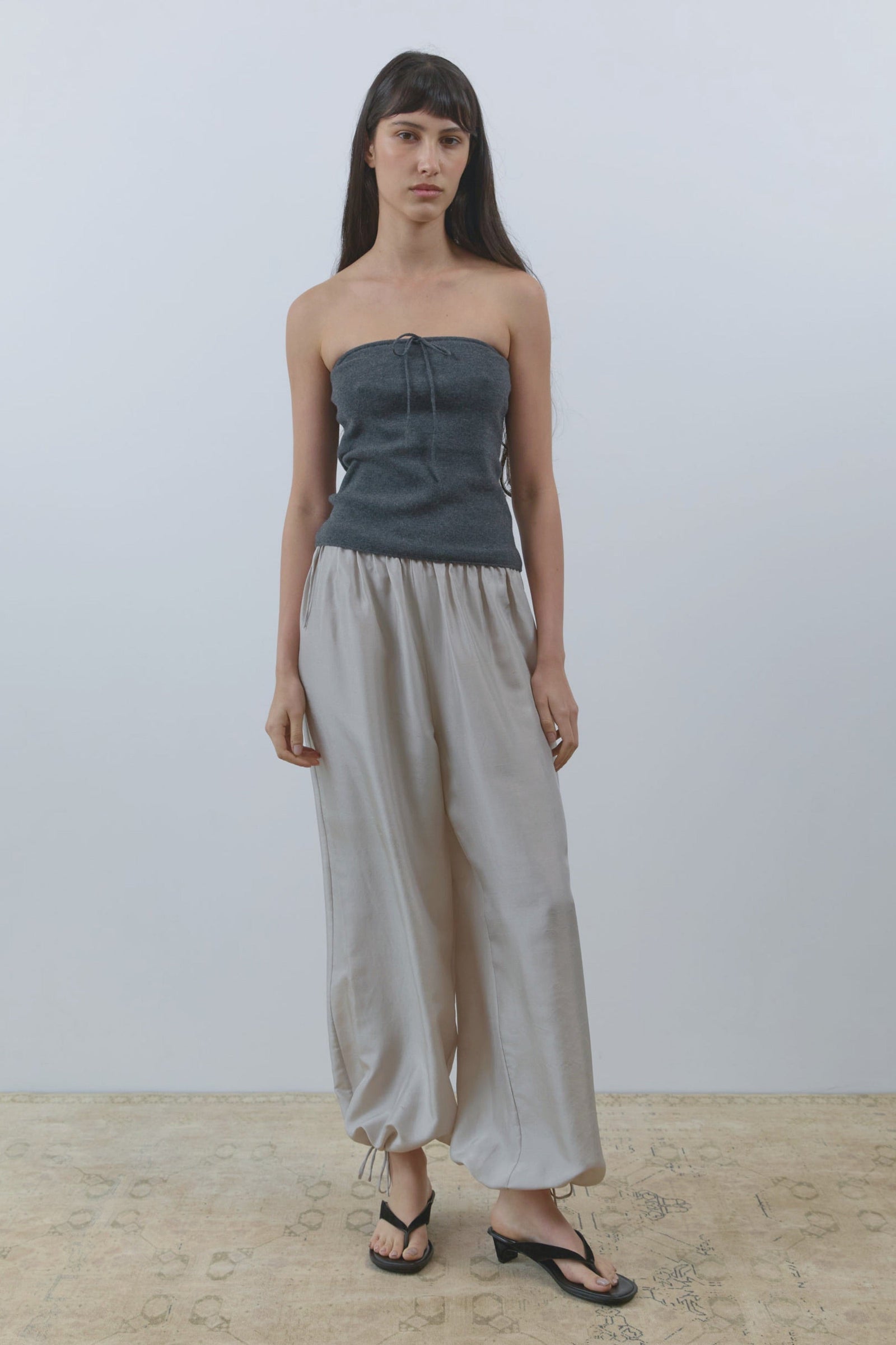 Wool Strapless Top - Iron Melange