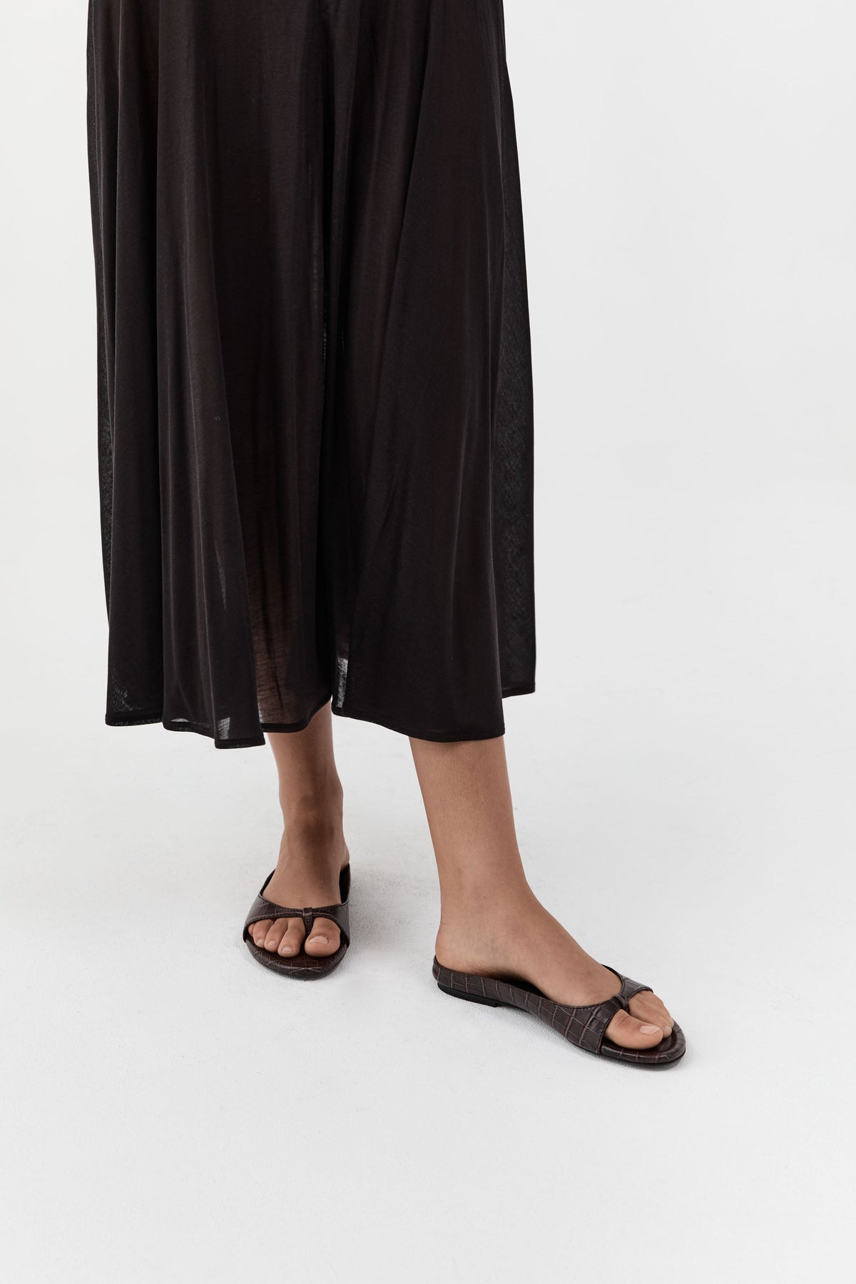 90s Round Toe Ballet Flat - Croc Embossed Coffee