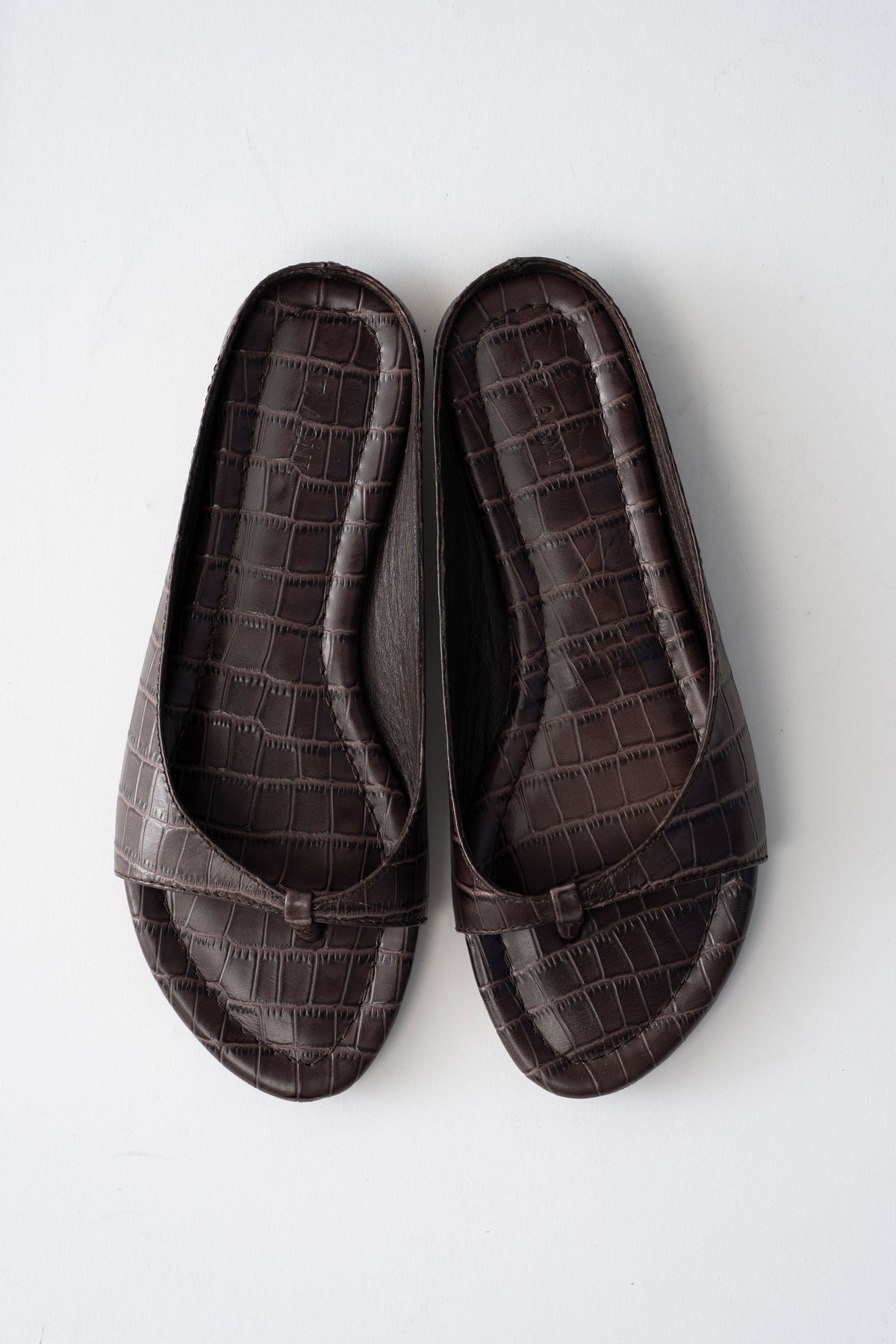 90s Round Toe Ballet Flat - Croc Embossed Coffee
