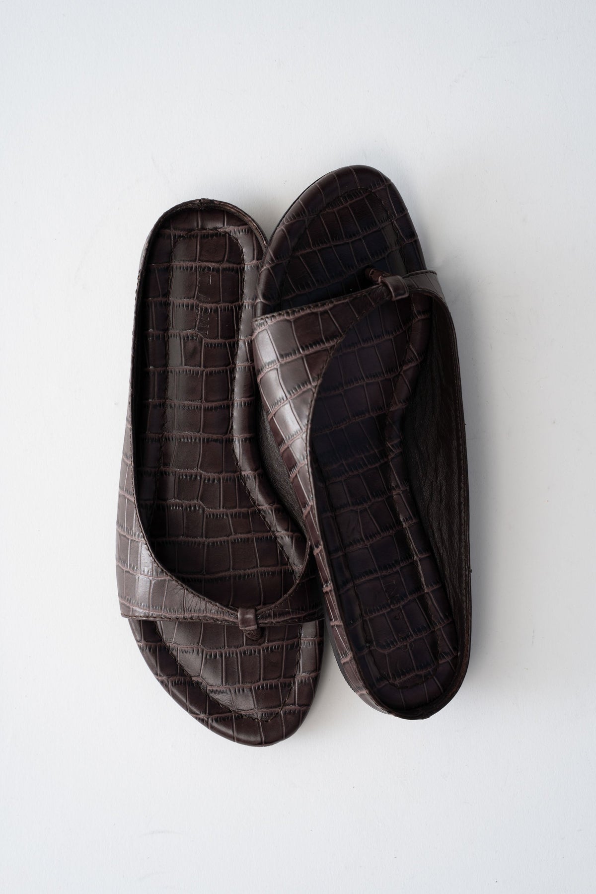 90s Round Toe Ballet Flat - Croc Embossed Coffee