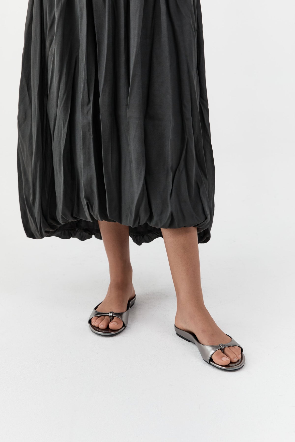 90s Round Toe Ballet Flat - Pewter Metallic