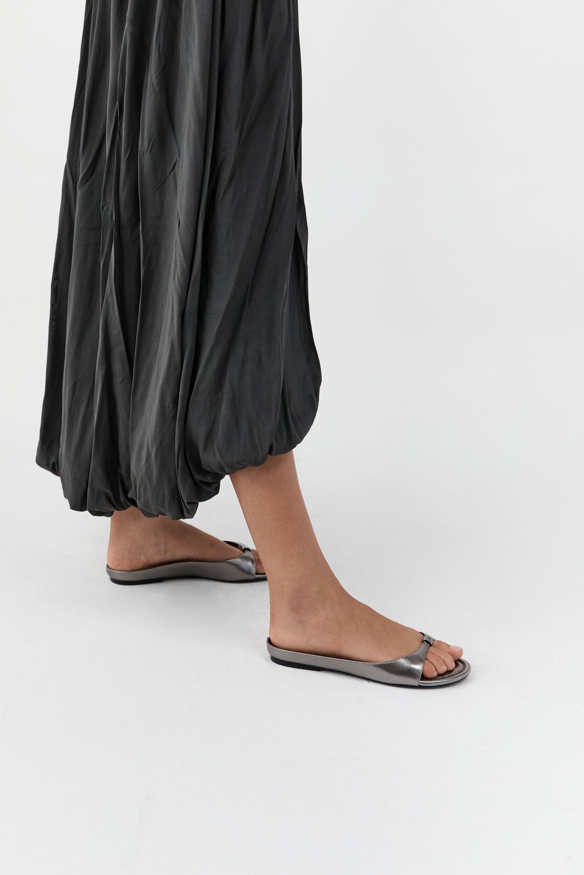 90s Round Toe Ballet Flat - Pewter Metallic