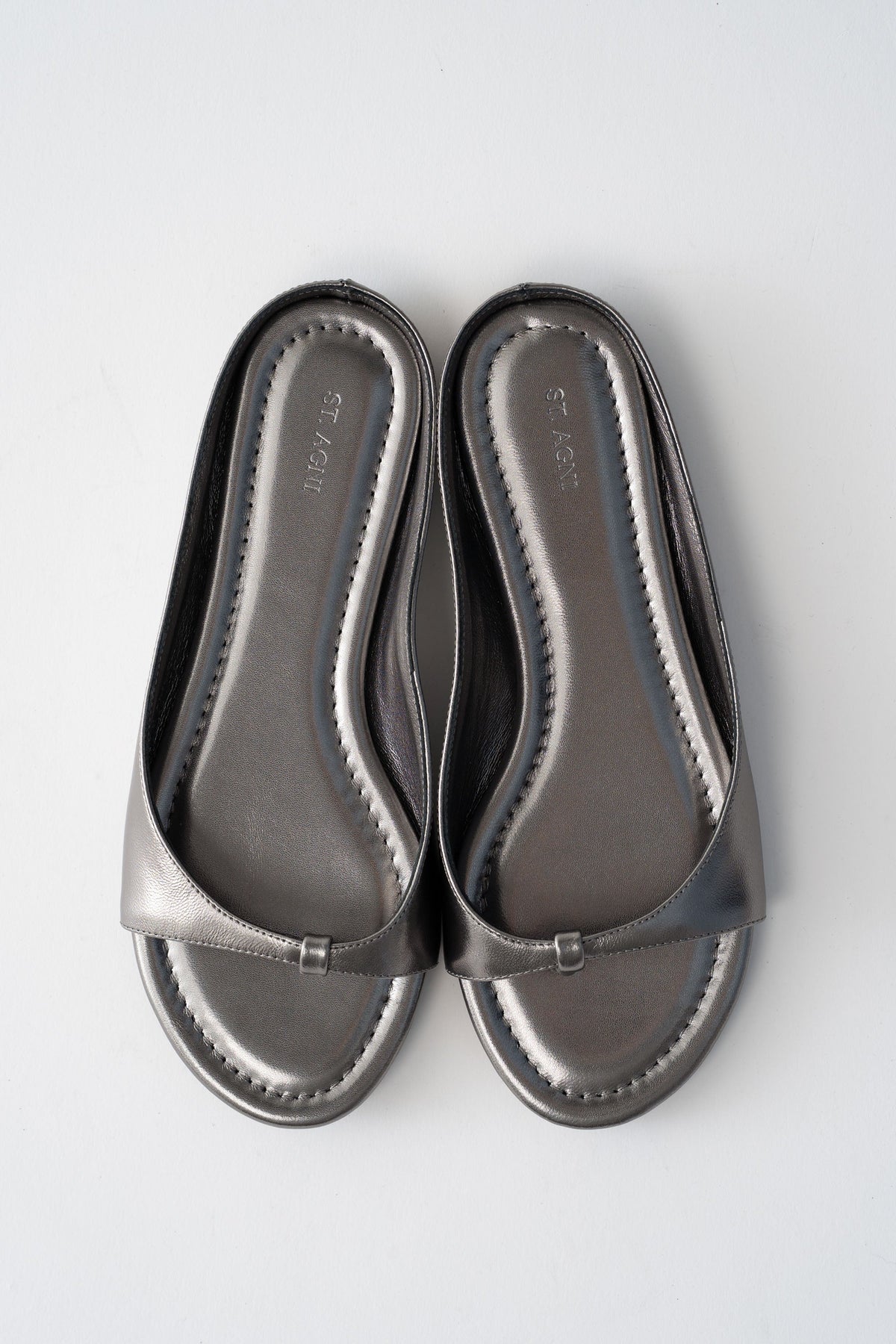 90s Round Toe Ballet Flat - Pewter Metallic