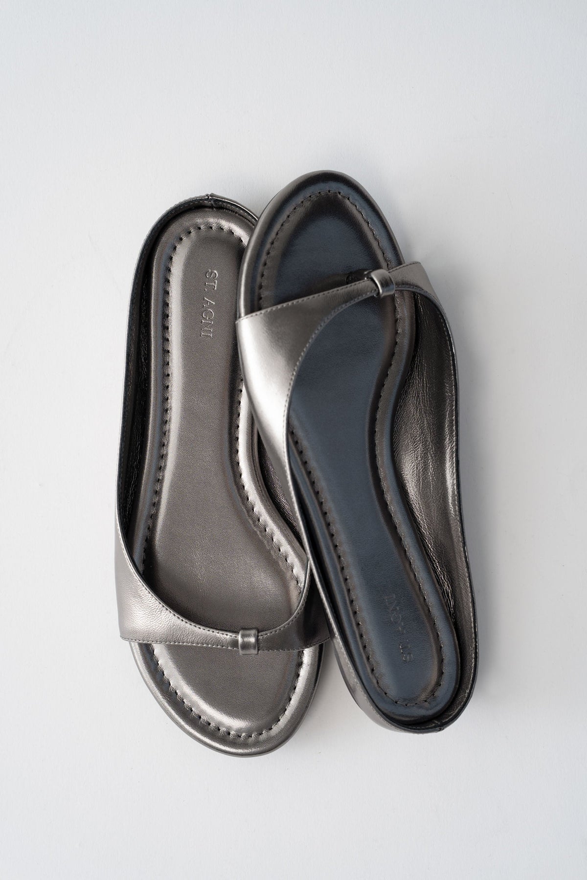 90s Round Toe Ballet Flat - Pewter Metallic