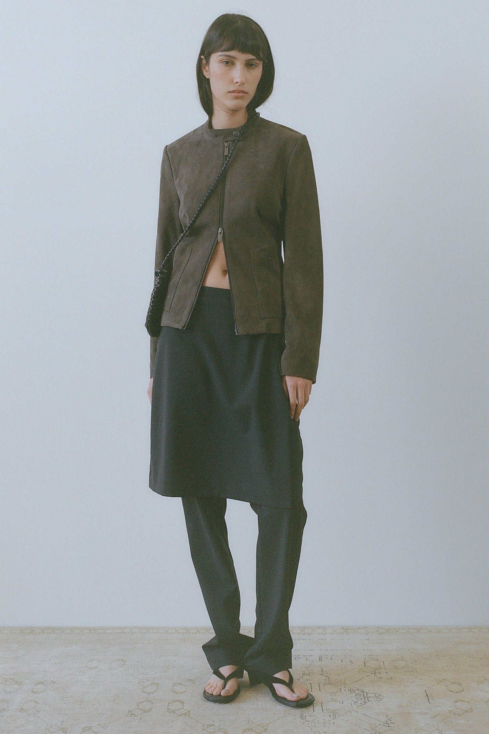 Suede Moto Jacket - Steel