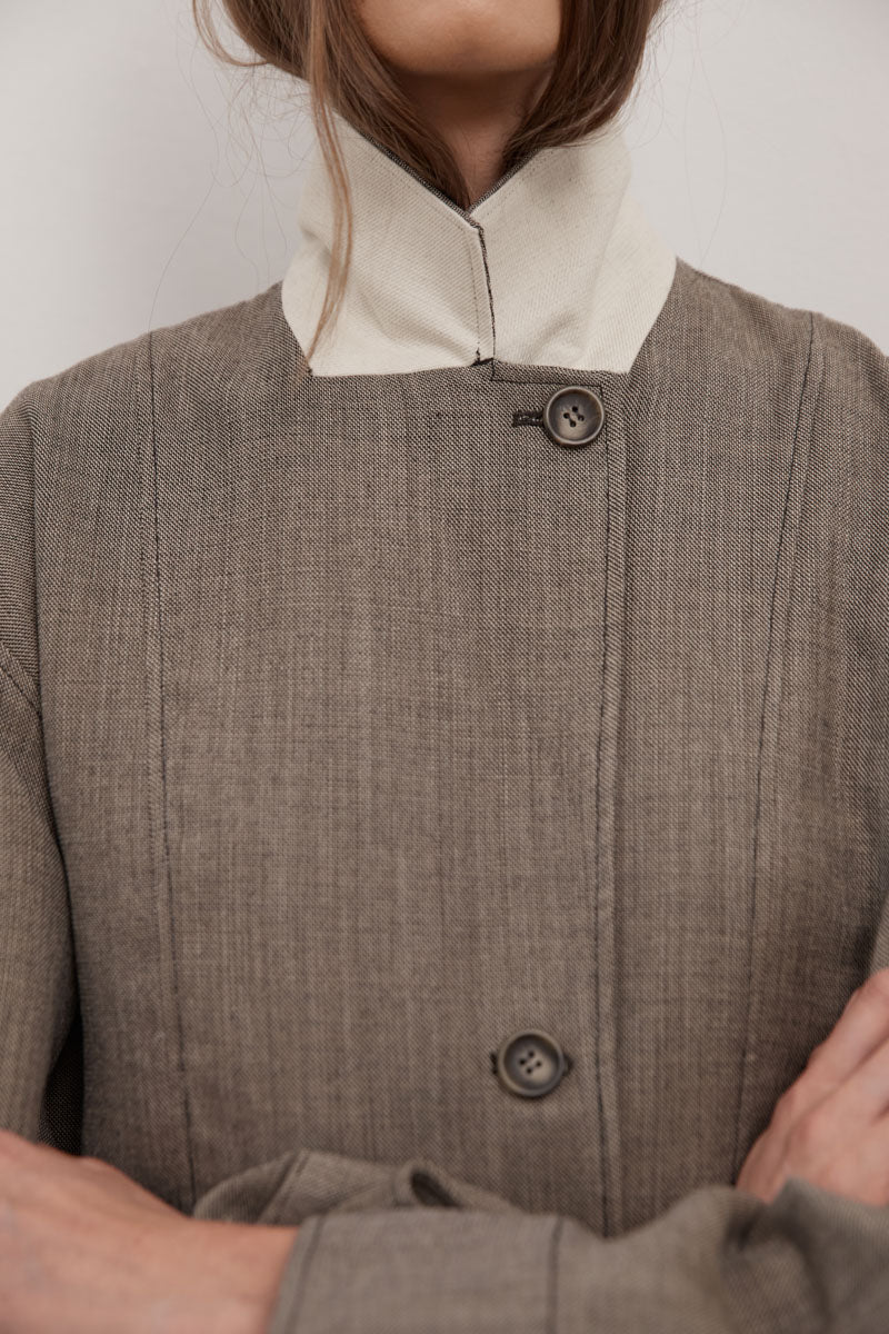 Wool Cocoon Bomber - Parquetry