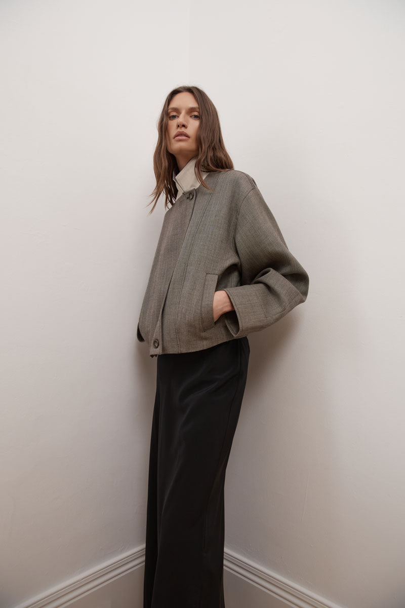 Wool Cocoon Bomber - Parquetry