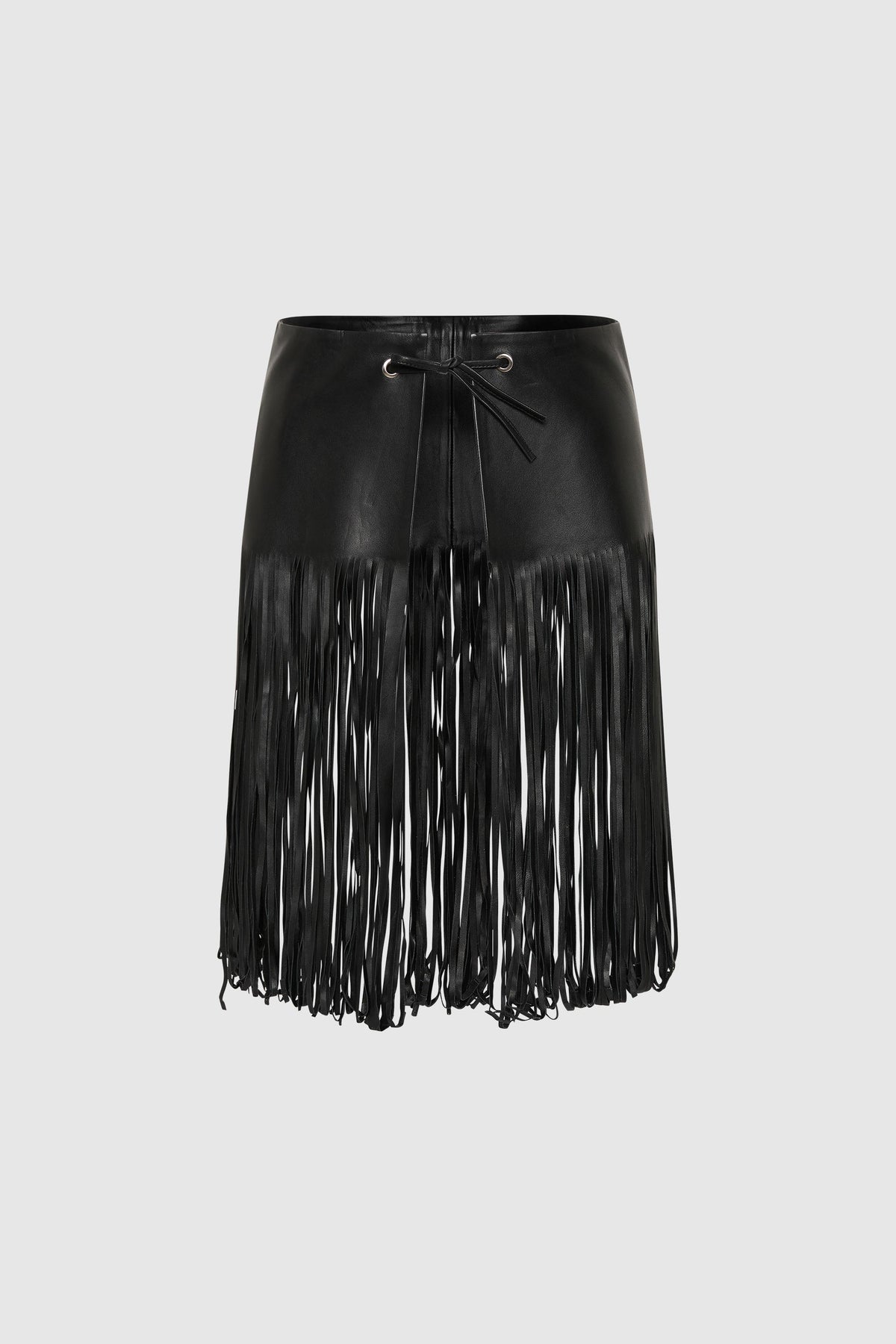 Fringe Belt Skirt - Black