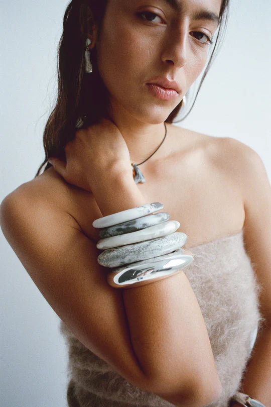 Large Drift Bangle by Dinosaur Designs - Silver