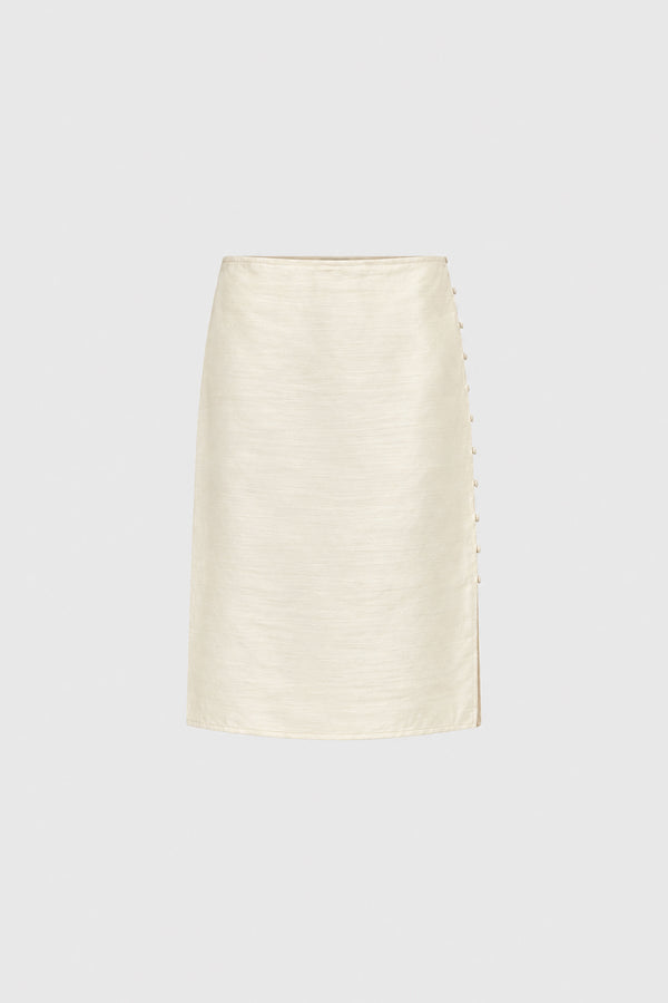 Raw Silk Pencil Skirt - Cloud Cream