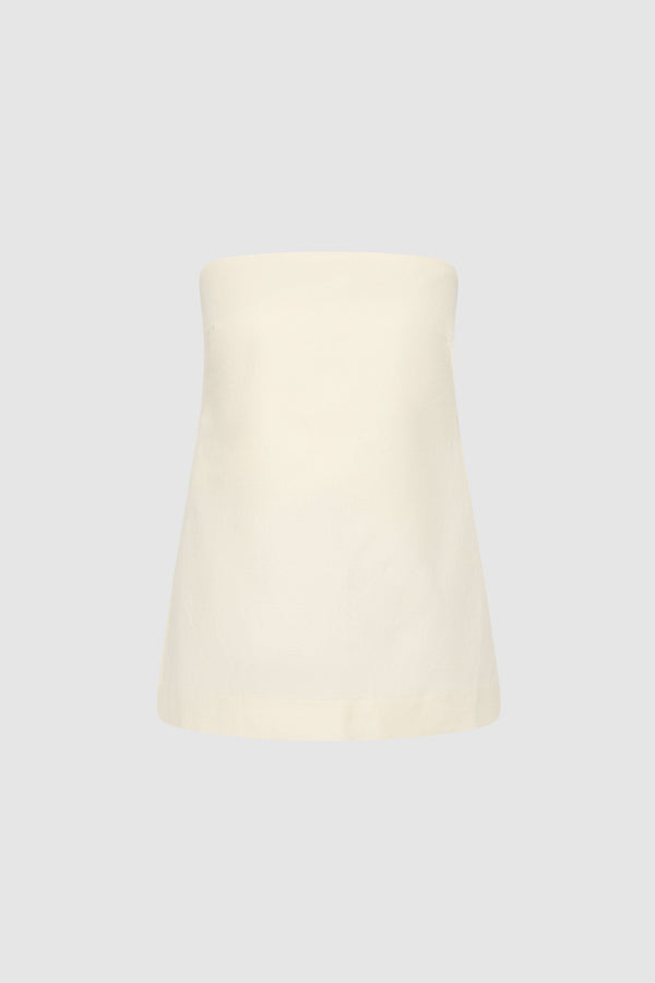 Strapless Rouleau Tie Top - Ivory