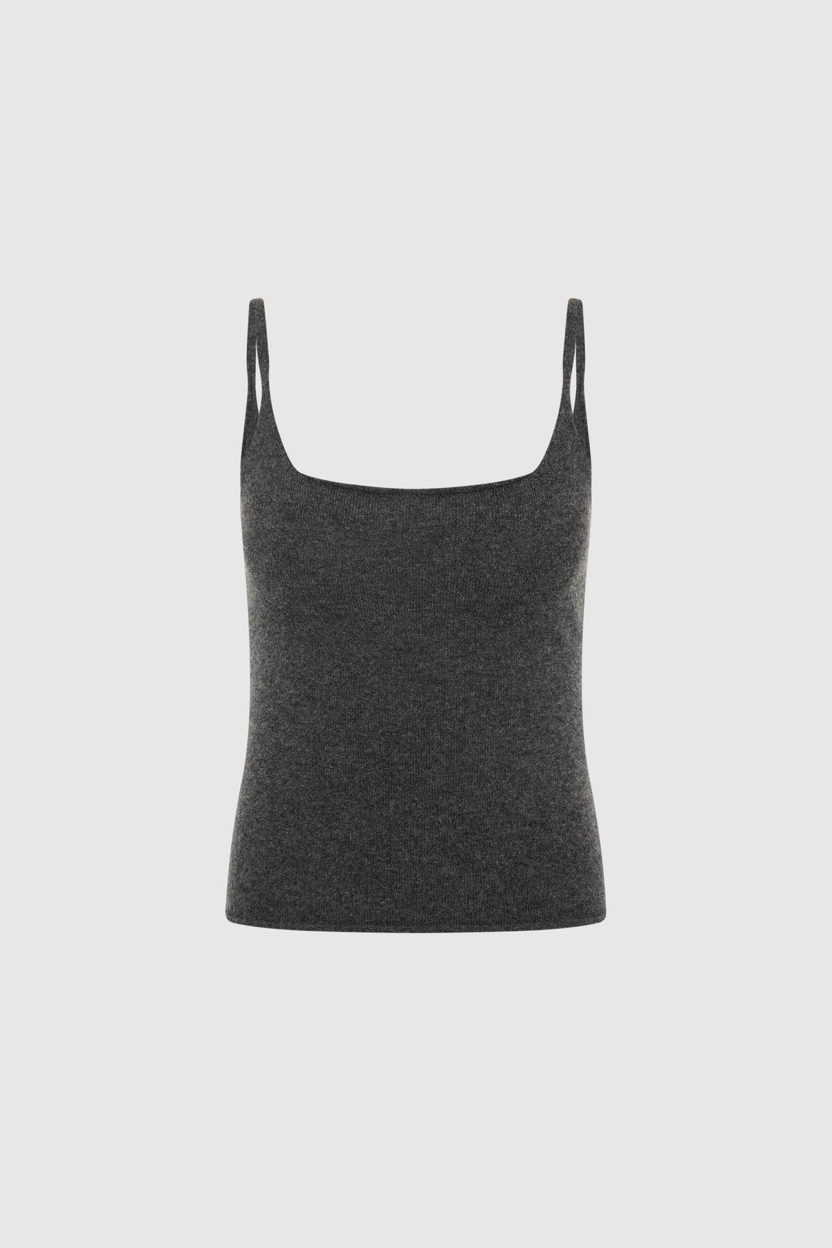 Merino Wool Slim Tank - Charcoal Melange