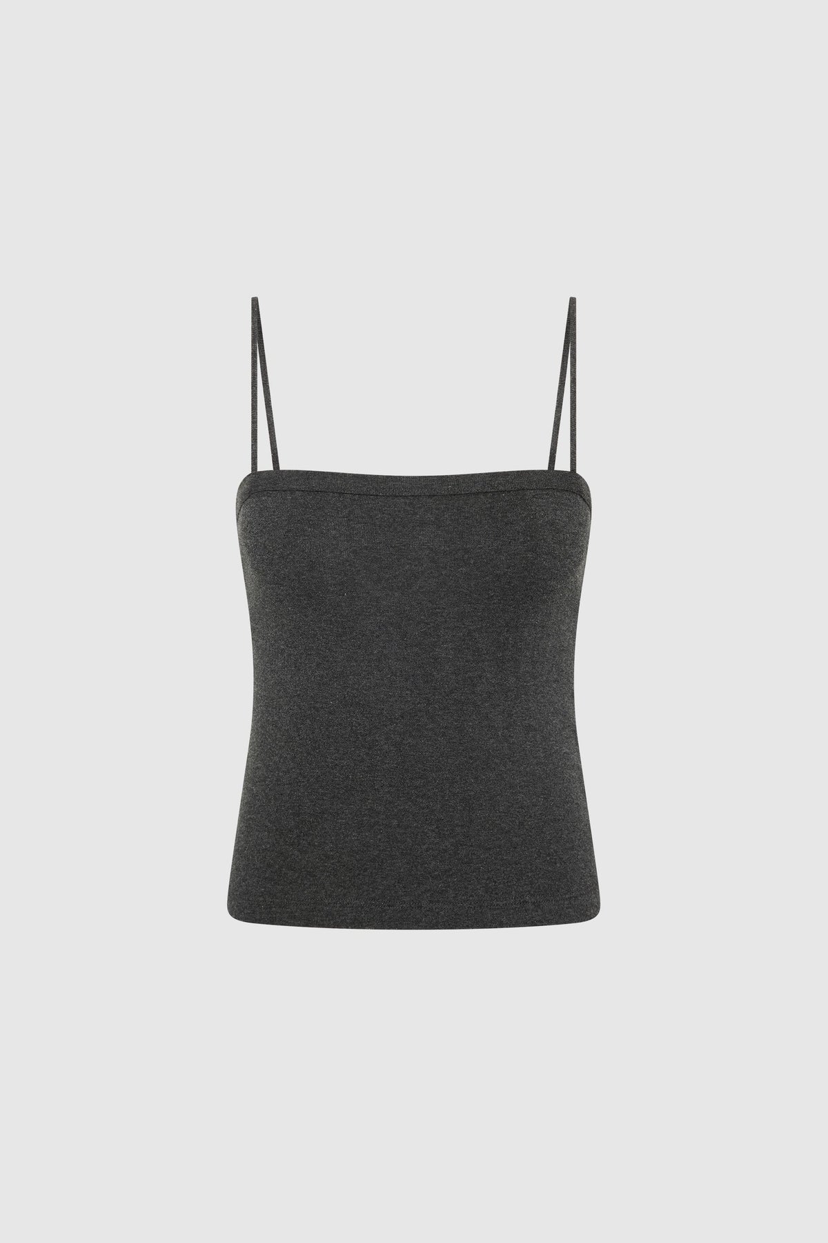 Organic Cotton Square Neck Cami - Charcoal Melange