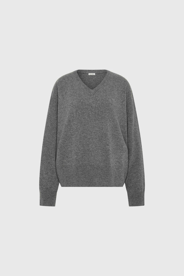 Cashmere V Sweater - Smoked Melange
