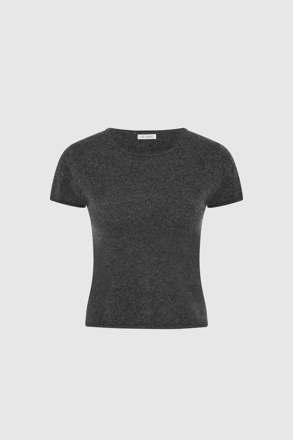 Fine Merino Wool Baby Tee - Charcoal Melange