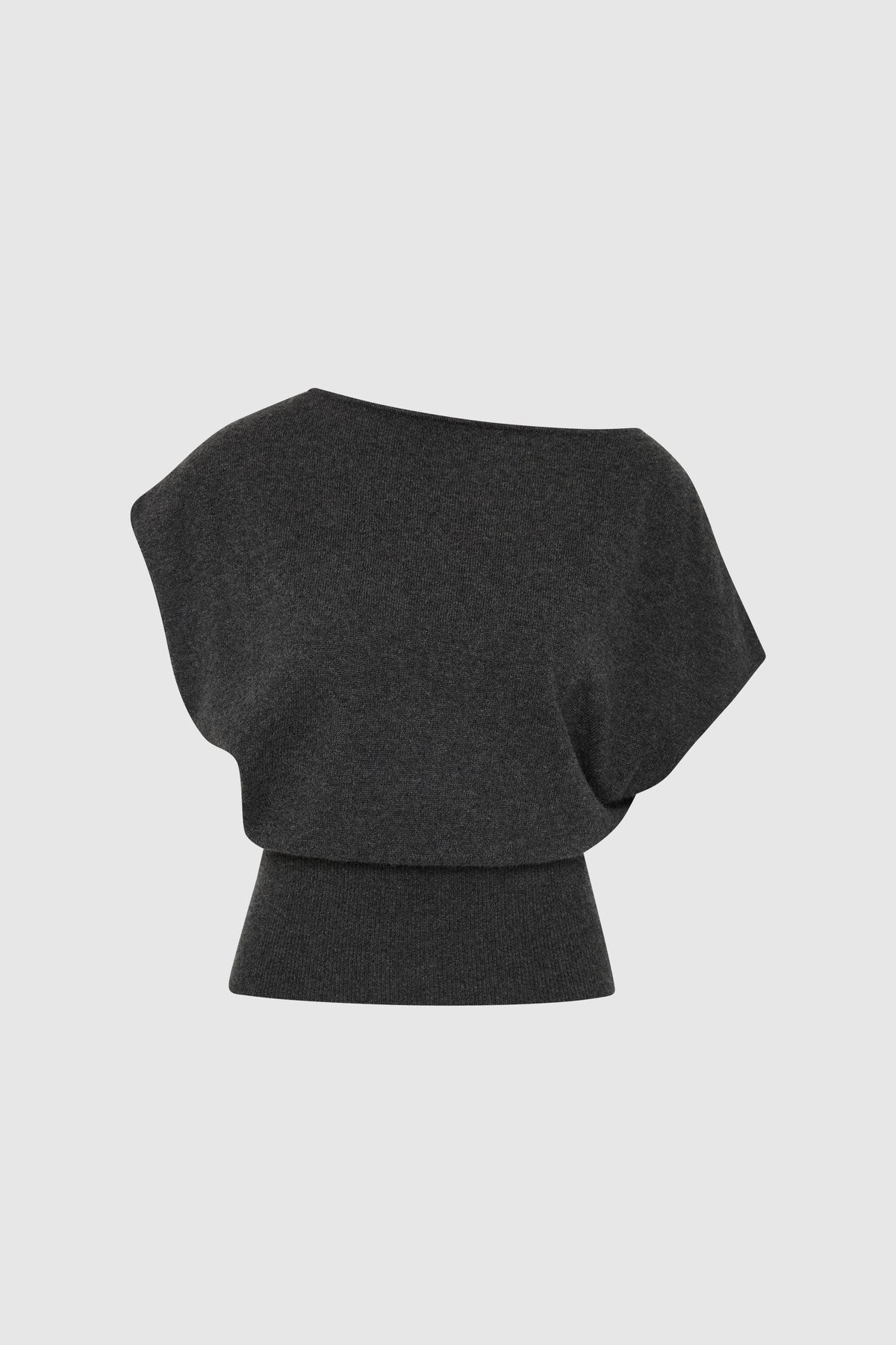 Cashmere Asymm Top - Charcoal Melange