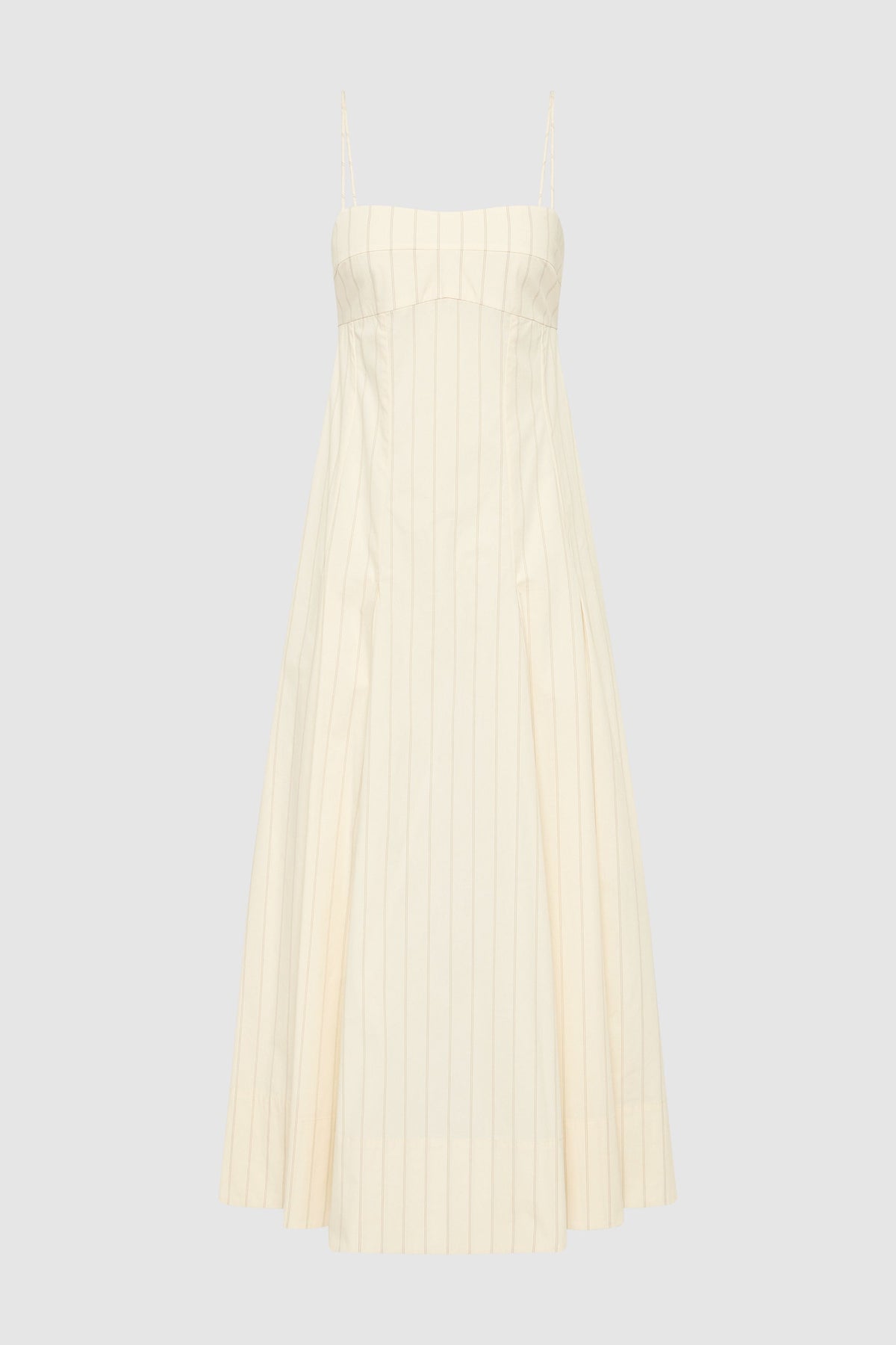 Everyday Cotton Pleat Dress - Ecru Stripe