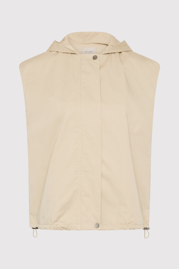 Cotton Sleeveless Parka - Champagne