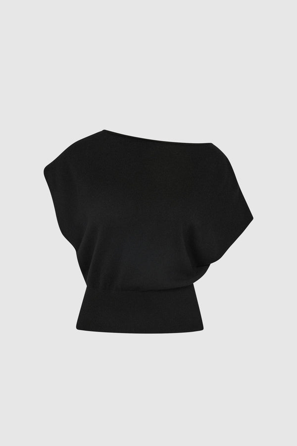Cashmere Asymm Top - Black