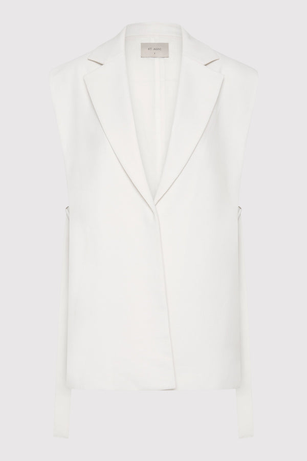 Relaxed Side Tie Vest - Off White