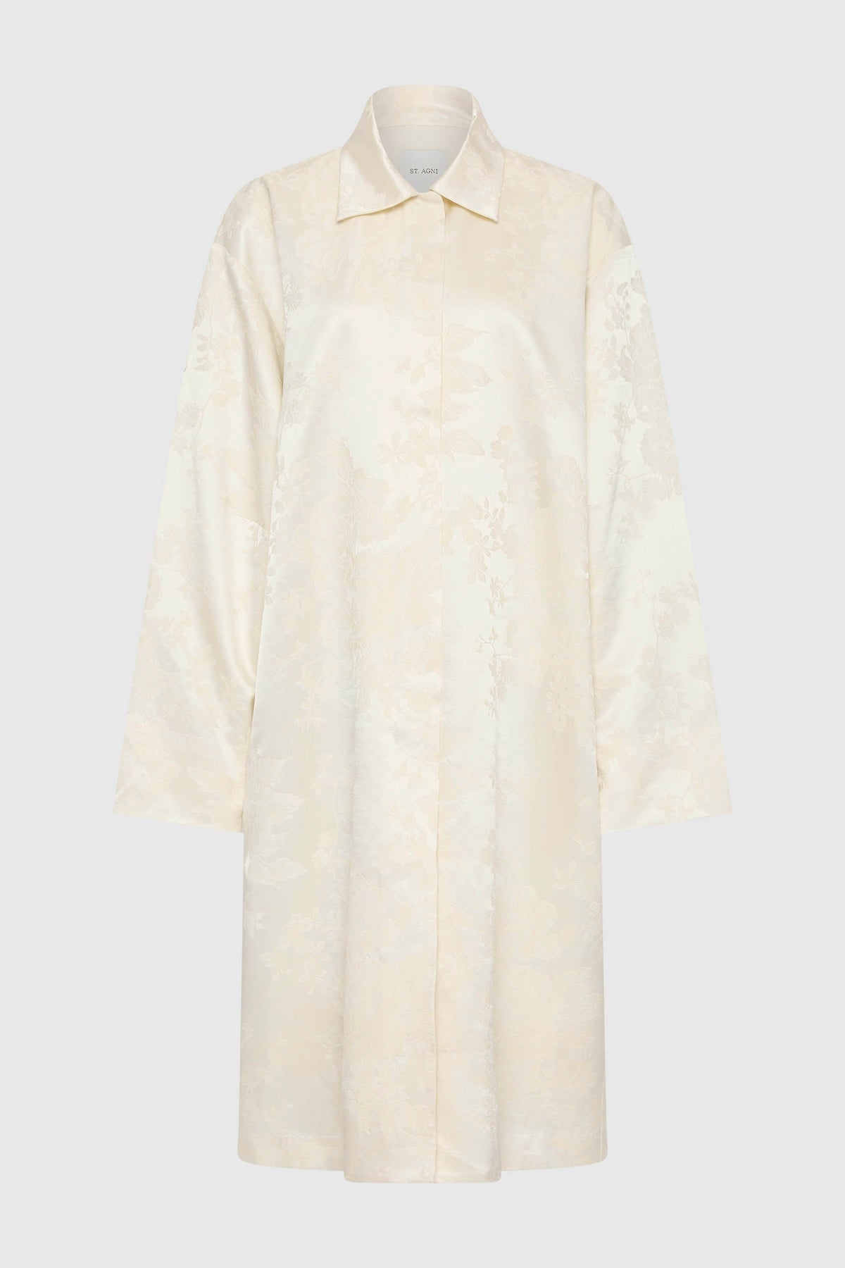 Silk Wool Jacquard Coat - Talco - Ghost