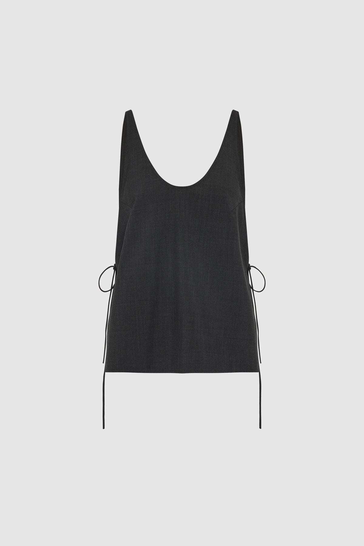 Wool Rouleau Tie Top - Dark Graphite