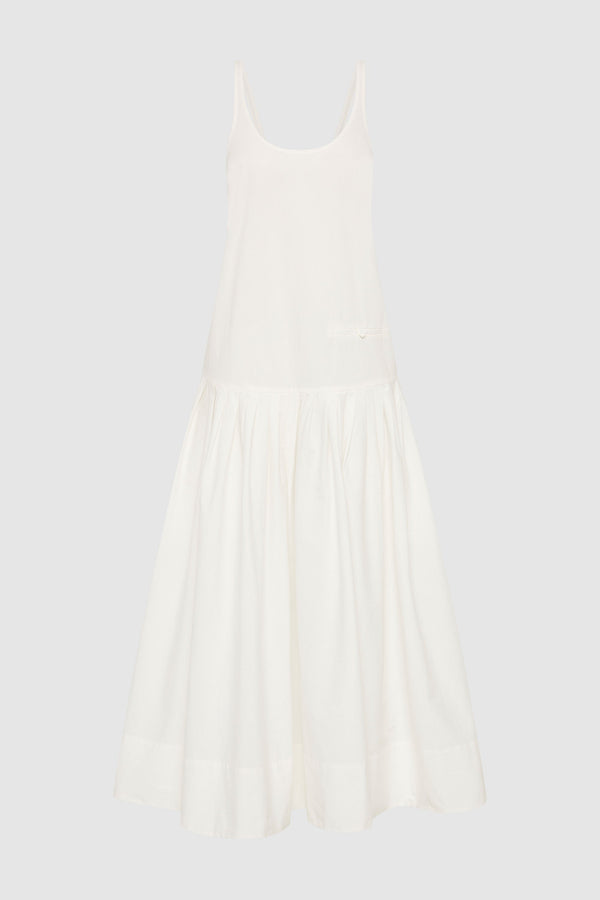 Relaxed Pleat Dress - Off White