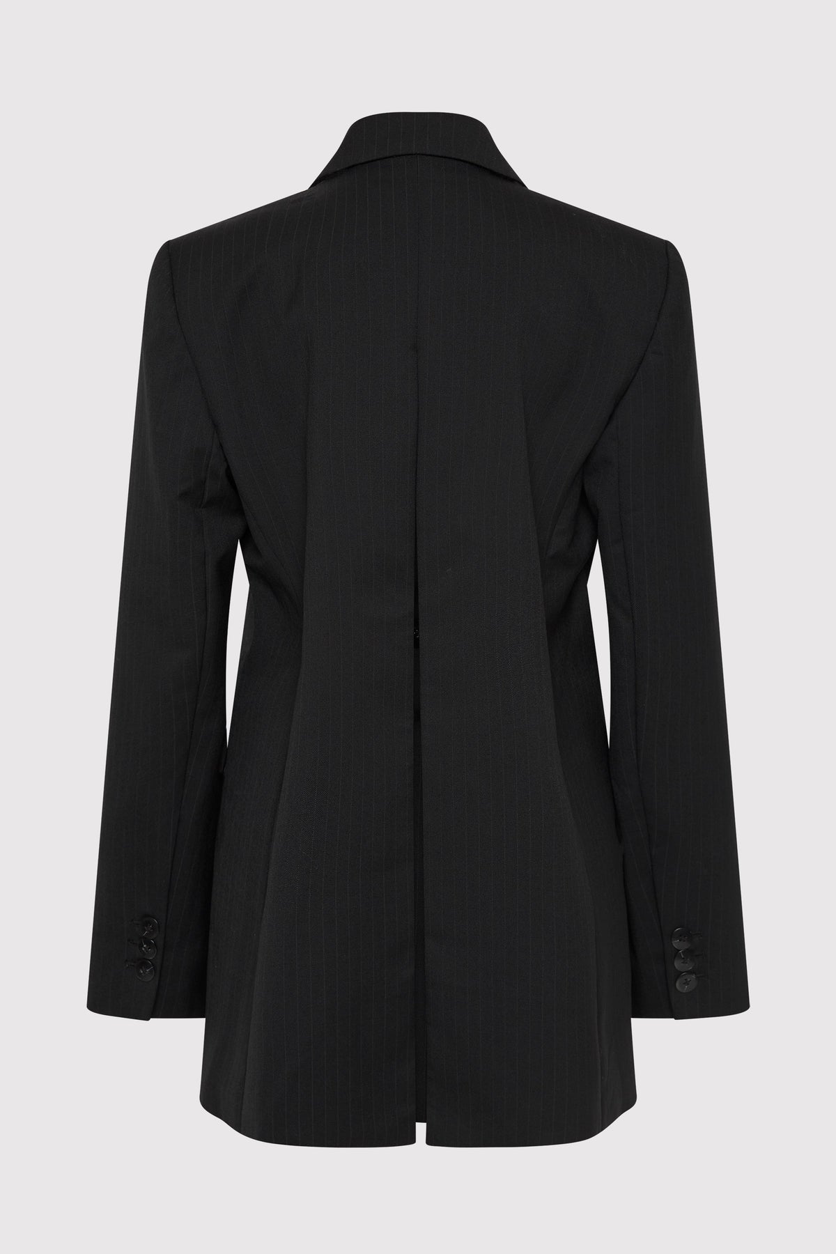 Split Back Blazer - Black Pinstripe