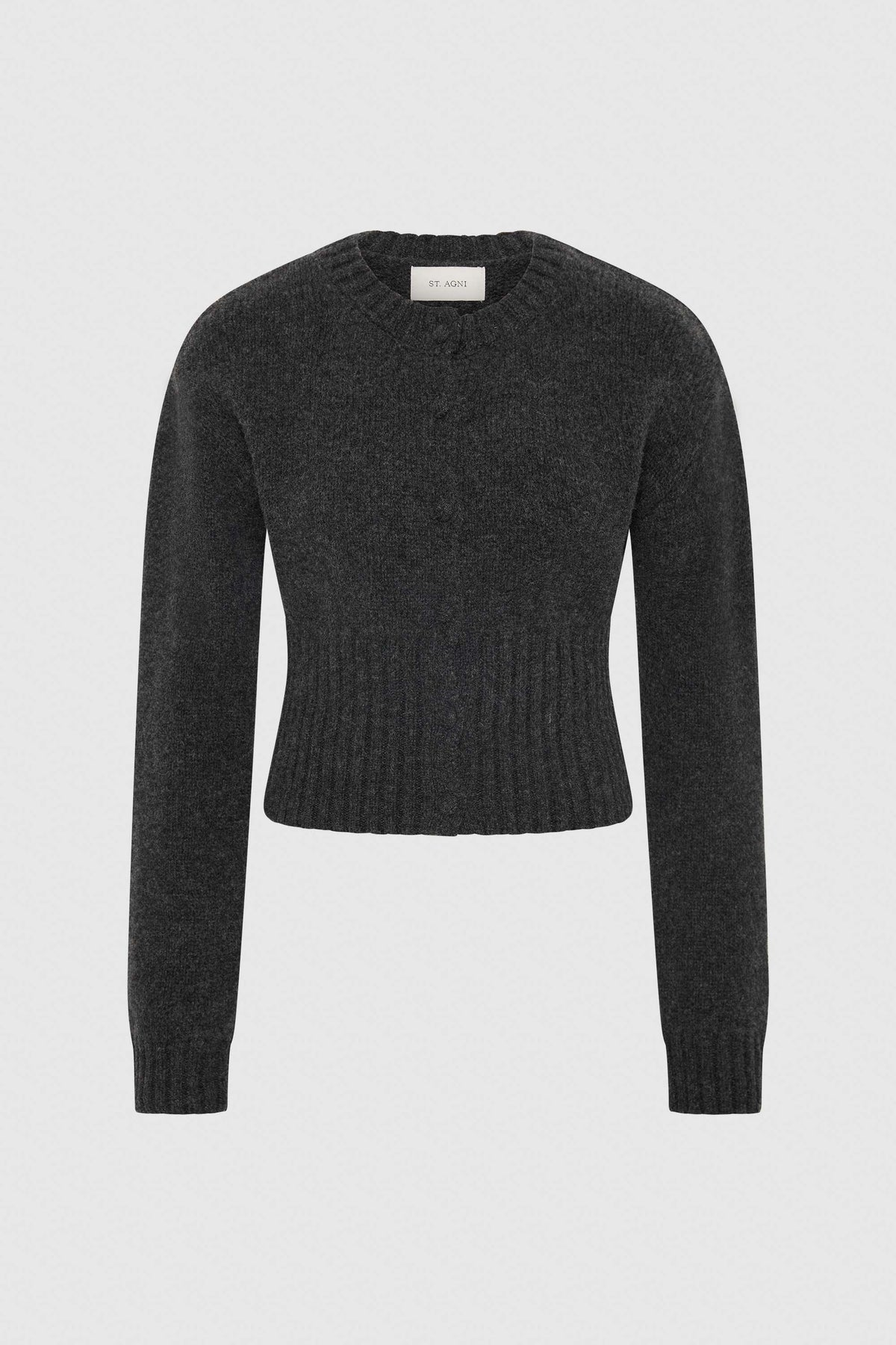 Wool Cardigan - Dark Charcoal Melange